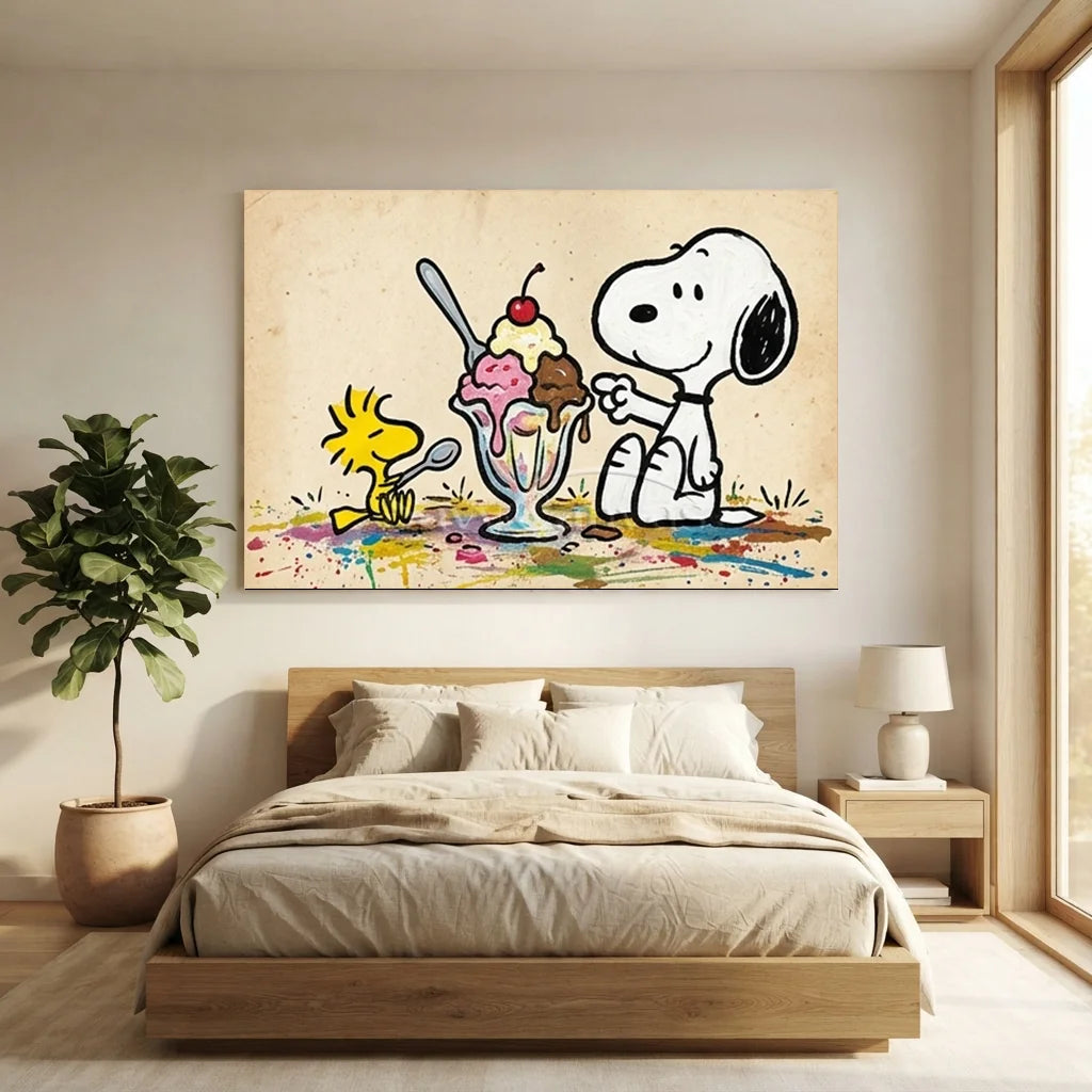 Handmade Pop Art Snoopy Ice Cream Oil Painting #SS 404