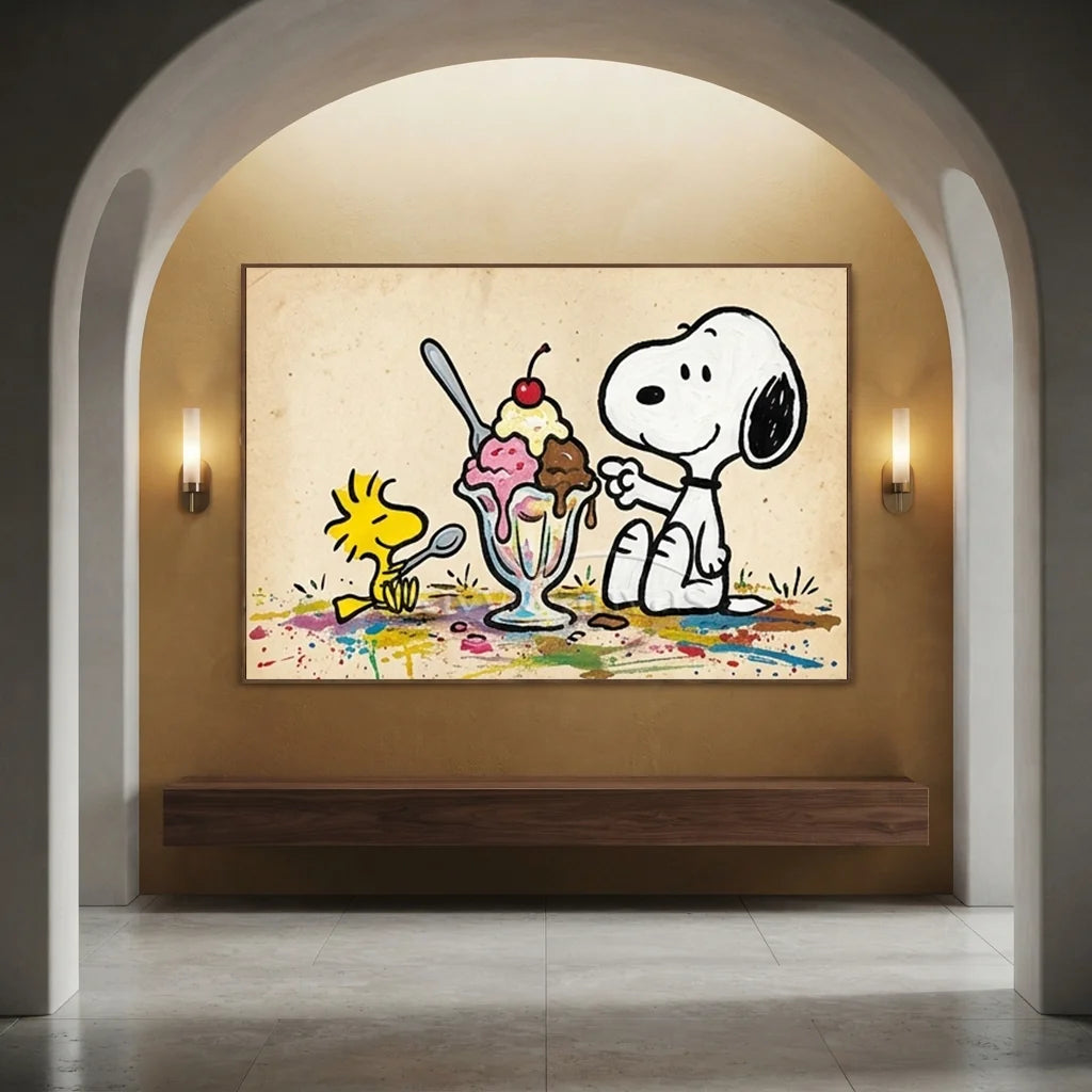 Handmade Pop Art Snoopy Ice Cream Oil Painting #SS 404
