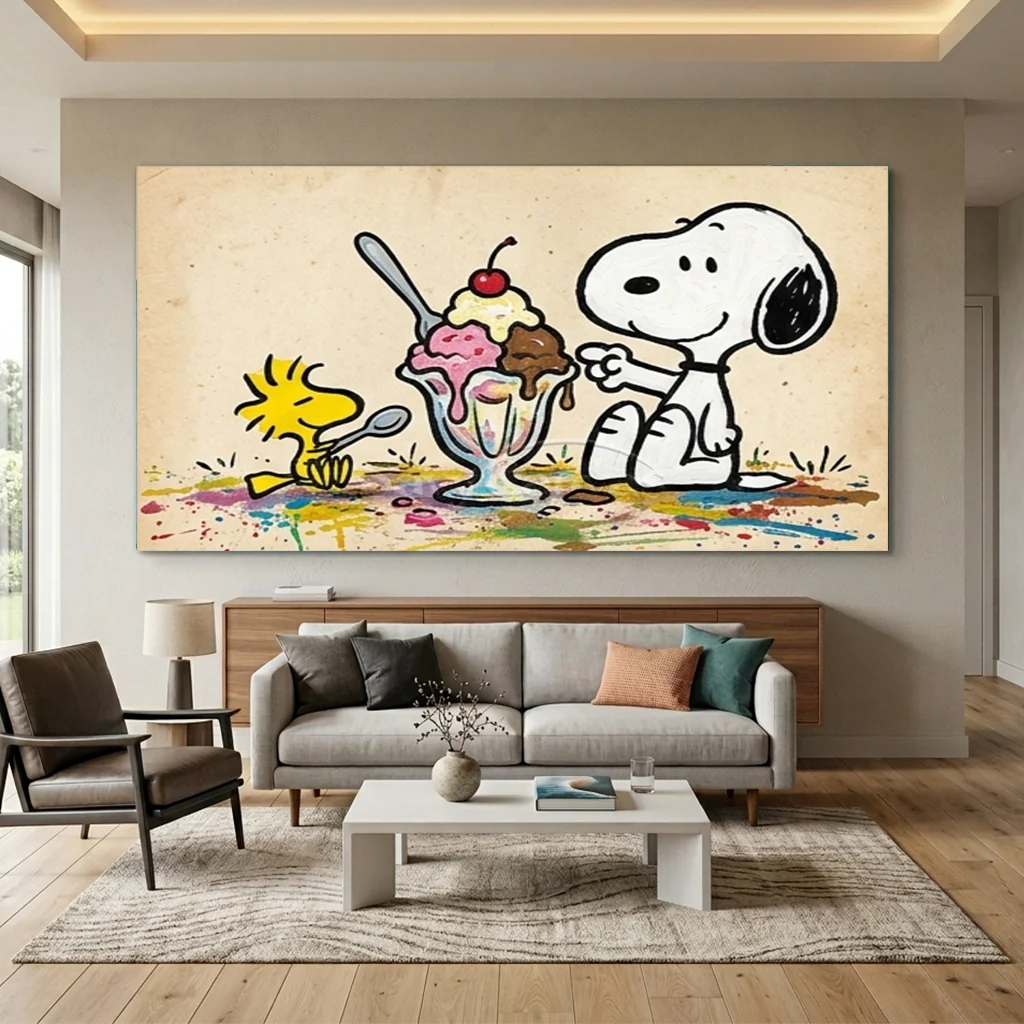 Handmade Pop Art Snoopy Ice Cream Oil Painting #SS 404