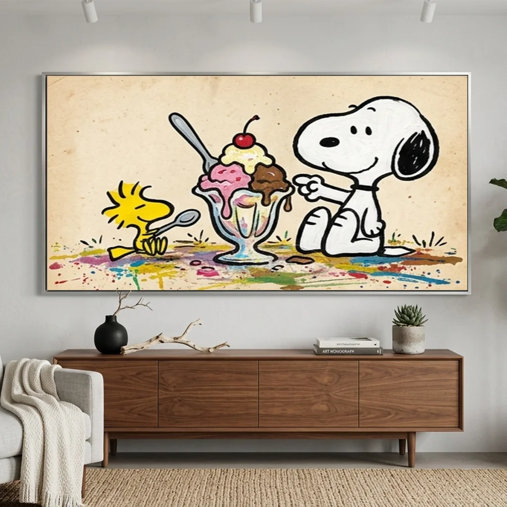 Handmade Pop Art Snoopy Ice Cream Oil Painting #SS 404