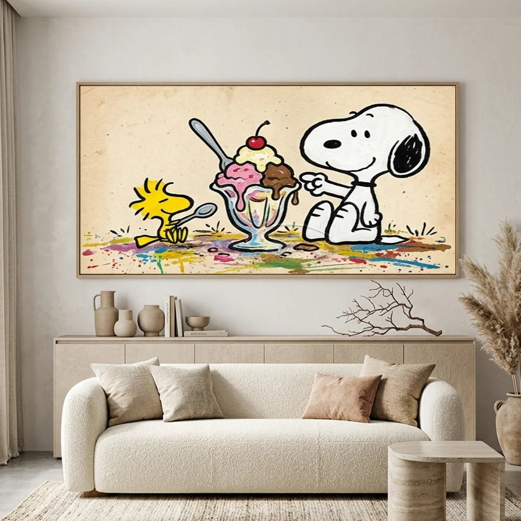 Handmade Pop Art Snoopy Ice Cream Oil Painting #SS 404