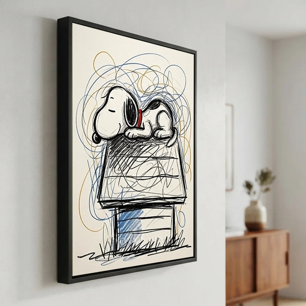 Handmade Pop Art Snoopy Sleeping Oil Painting - Minimalist #SS 395
