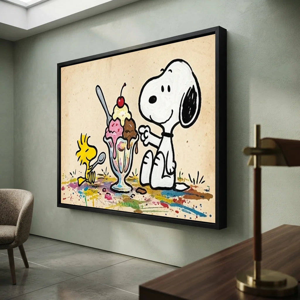 Handmade Pop Art Snoopy Ice Cream Oil Painting #SS 404