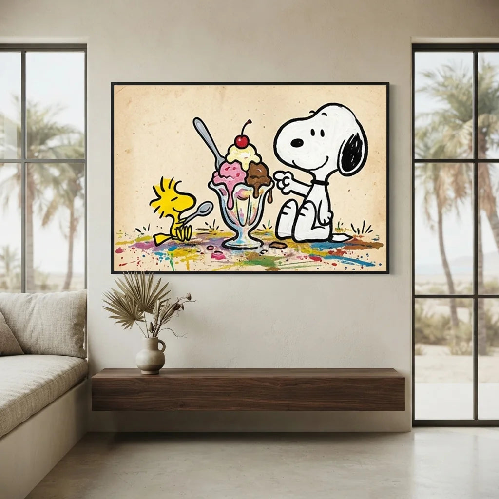Handmade Pop Art Snoopy Ice Cream Oil Painting #SS 404