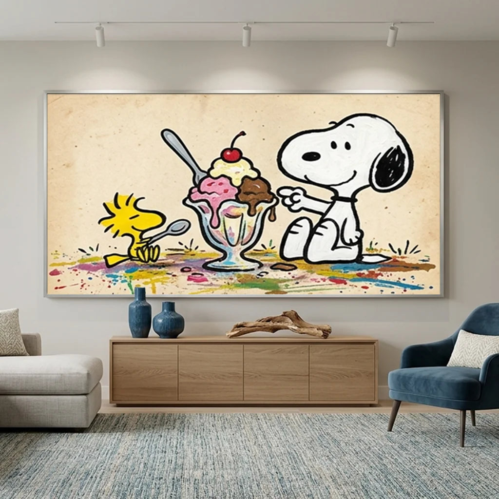 Handmade Pop Art Snoopy Ice Cream Oil Painting #SS 404