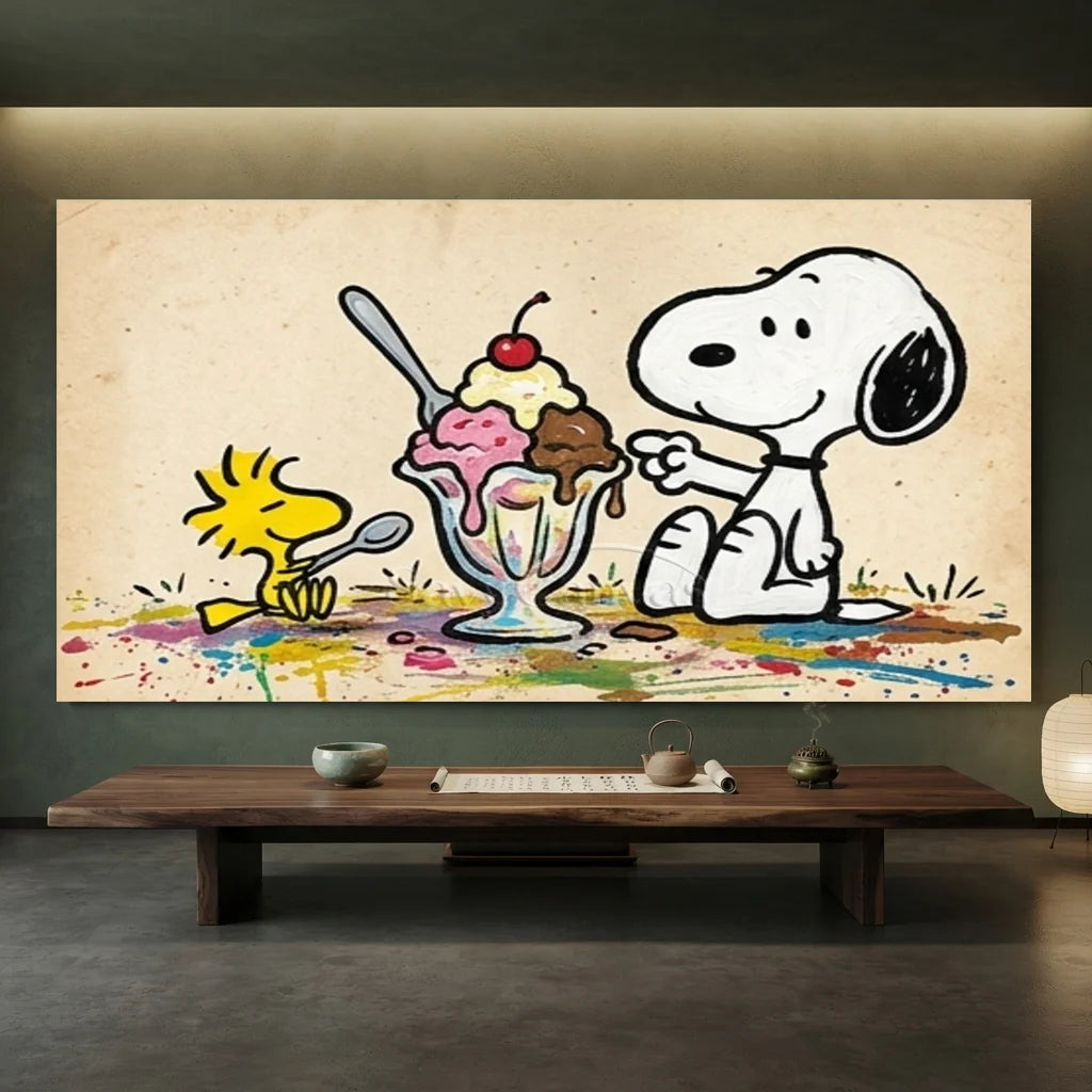 Handmade Pop Art Snoopy Ice Cream Oil Painting #SS 404