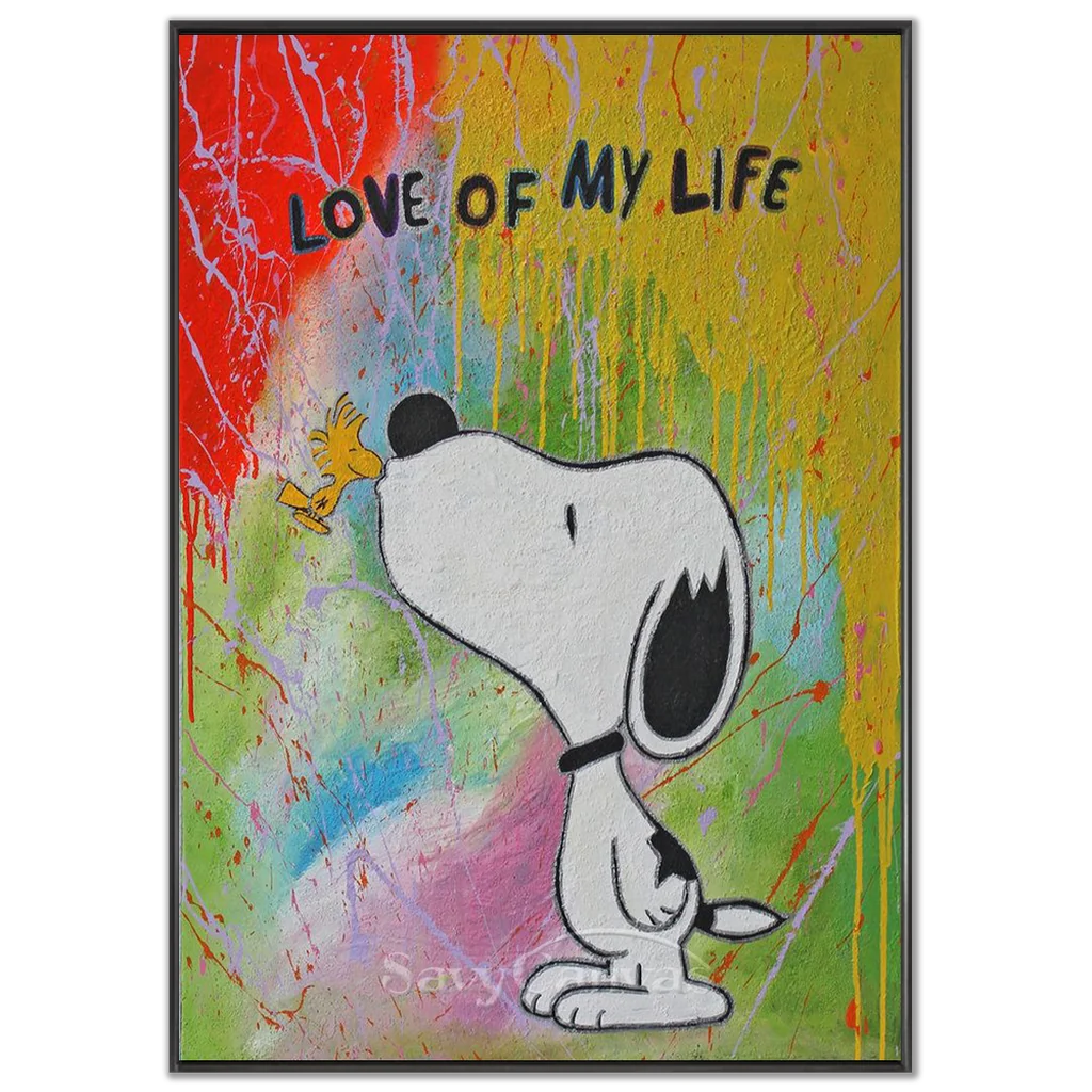 Handmade Pop Art Snoopy Love of My Life Oil Painting #SS 397