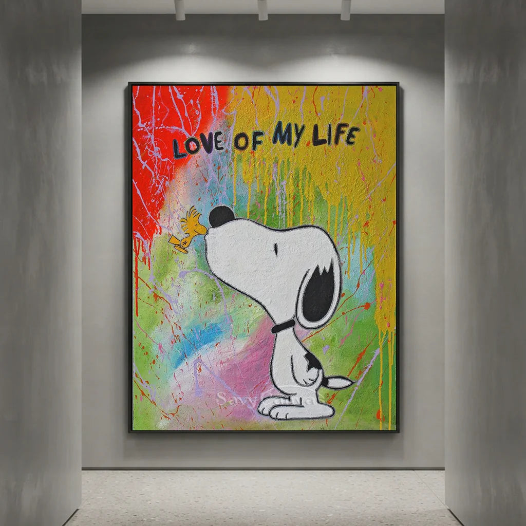 Handmade Pop Art Snoopy Love of My Life Oil Painting #SS 397
