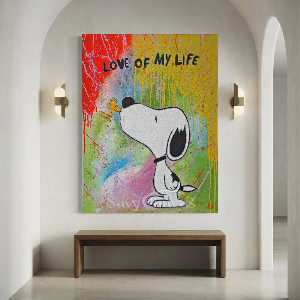 Handmade Pop Art Snoopy Love of My Life Oil Painting #SS 397