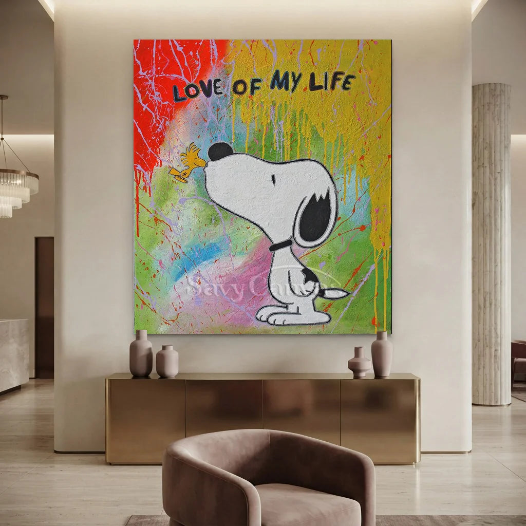 Handmade Pop Art Snoopy Love of My Life Oil Painting #SS 397