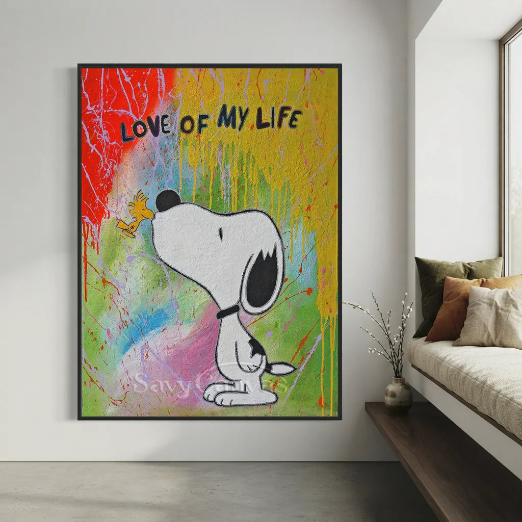 Handmade Pop Art Snoopy Love of My Life Oil Painting #SS 397