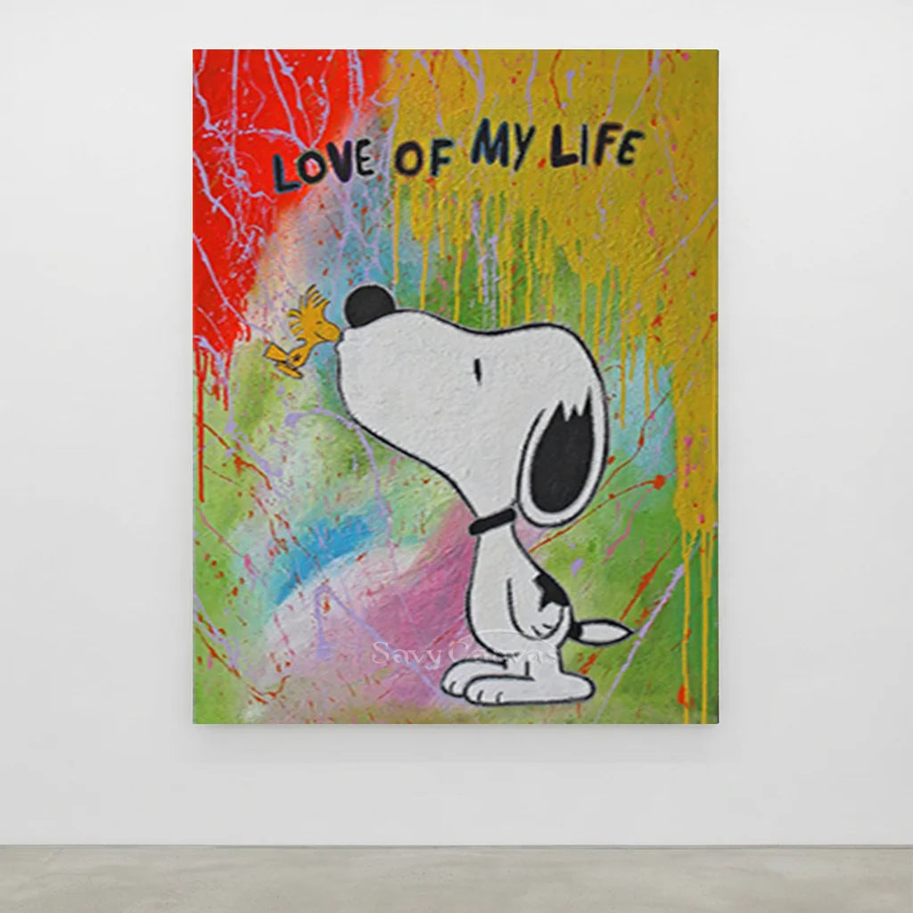 Handmade Pop Art Snoopy Love of My Life Oil Painting #SS 397