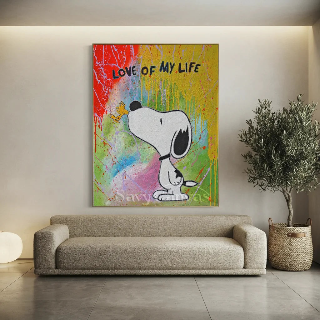 Handmade Pop Art Snoopy Love of My Life Oil Painting #SS 397