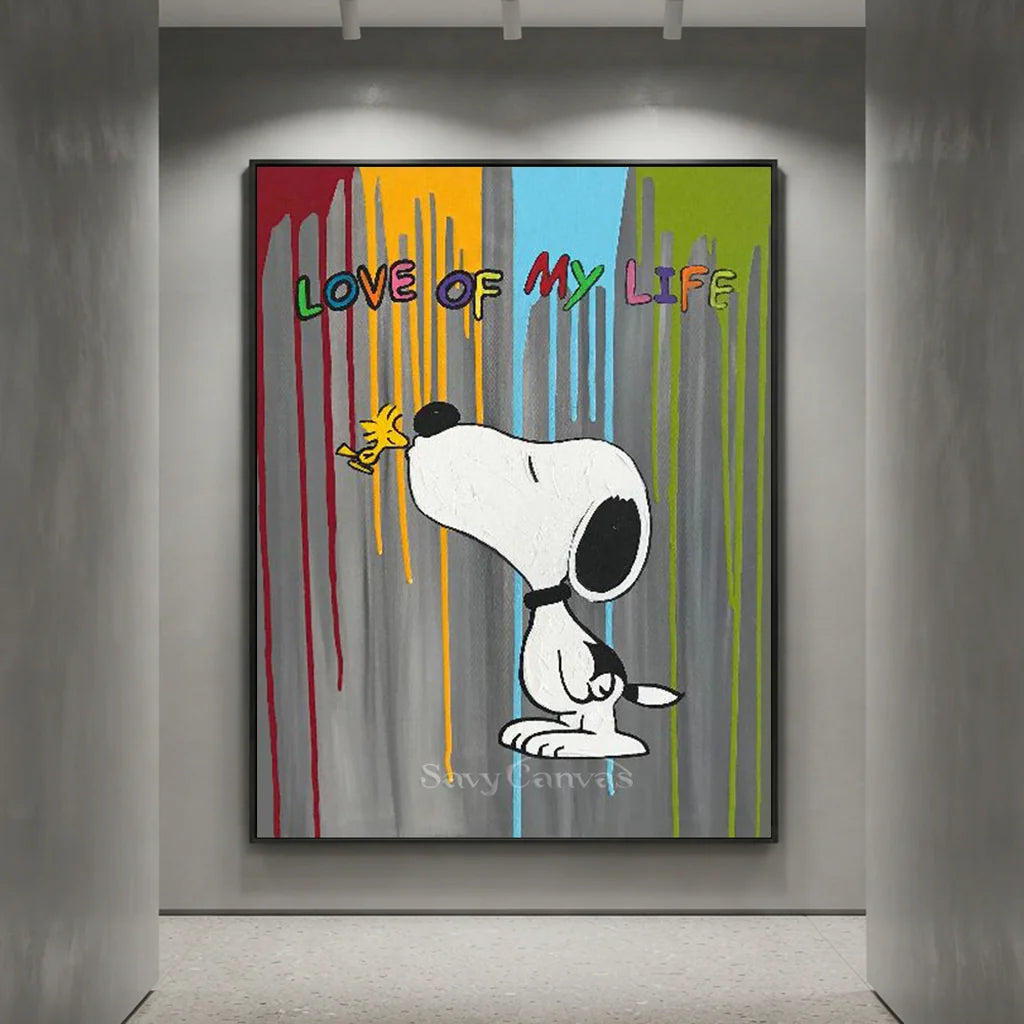 Handmade Pop Art Snoopy Love of My Life Oil Painting #SS 398