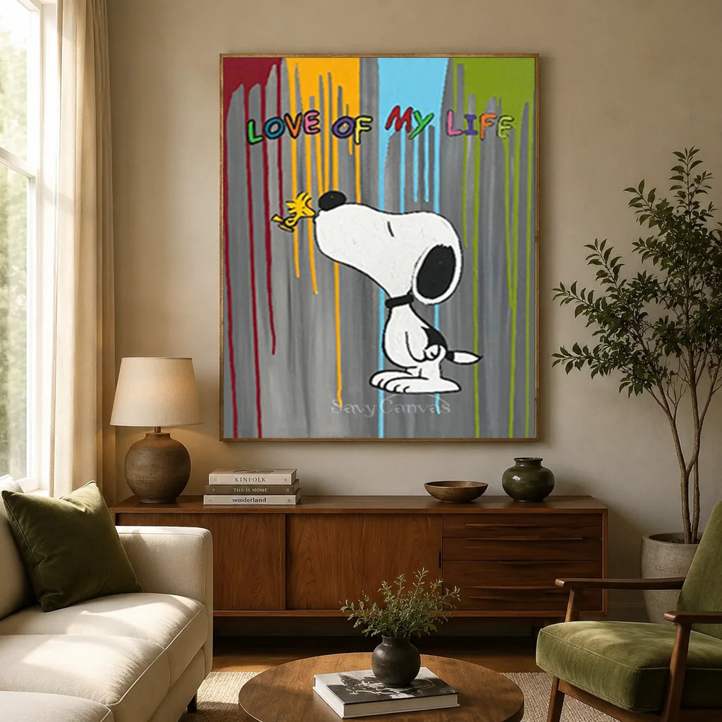 Handmade Pop Art Snoopy Love of My Life Oil Painting #SS 398