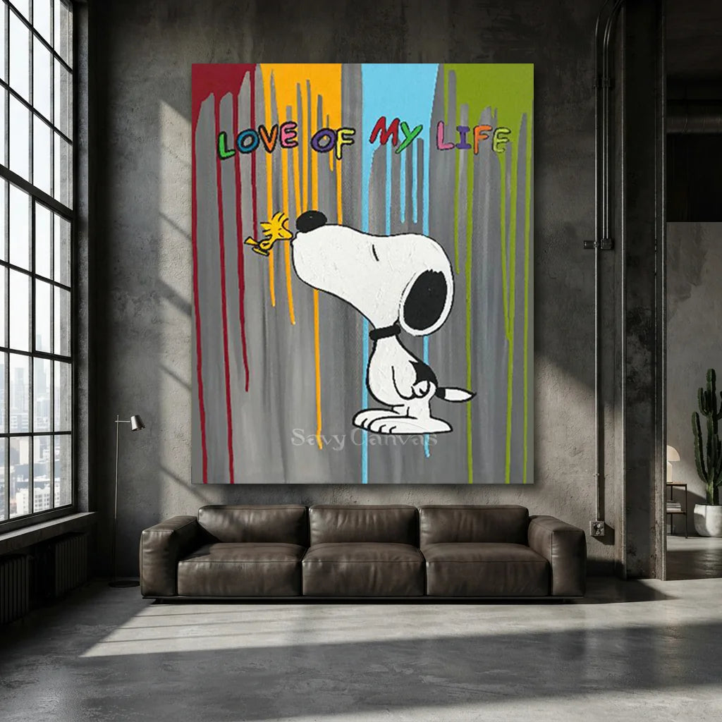 Handmade Pop Art Snoopy Love of My Life Oil Painting #SS 398