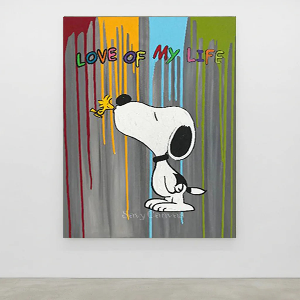 Handmade Pop Art Snoopy Love of My Life Oil Painting #SS 398