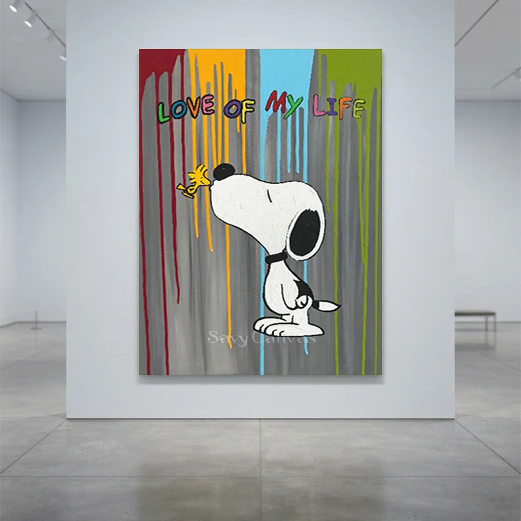 Handmade Pop Art Snoopy Love of My Life Oil Painting #SS 398