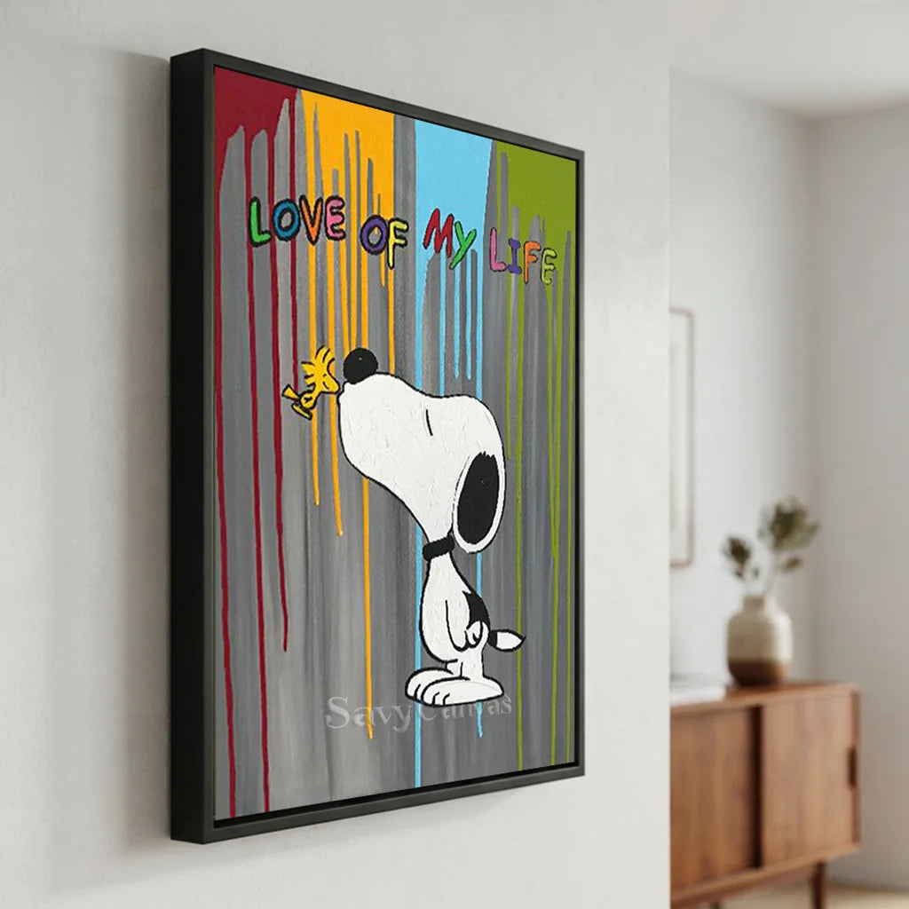 Handmade Pop Art Snoopy Love of My Life Oil Painting #SS 398
