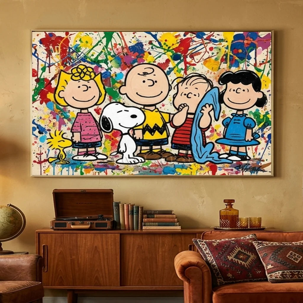 Handmade Pop Art Peanuts Gang Group Oil Painting #SS 405