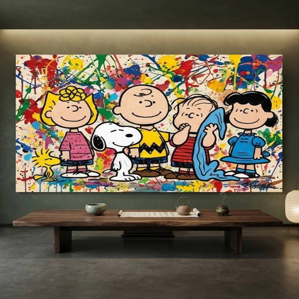 Handmade Pop Art Peanuts Gang Group Oil Painting #SS 405
