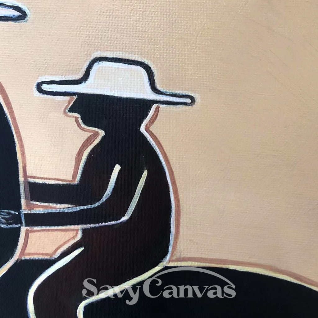 Rustic Folk Art Horse and Farmer Oil Painting | Harvest Wall Decor #SS 038