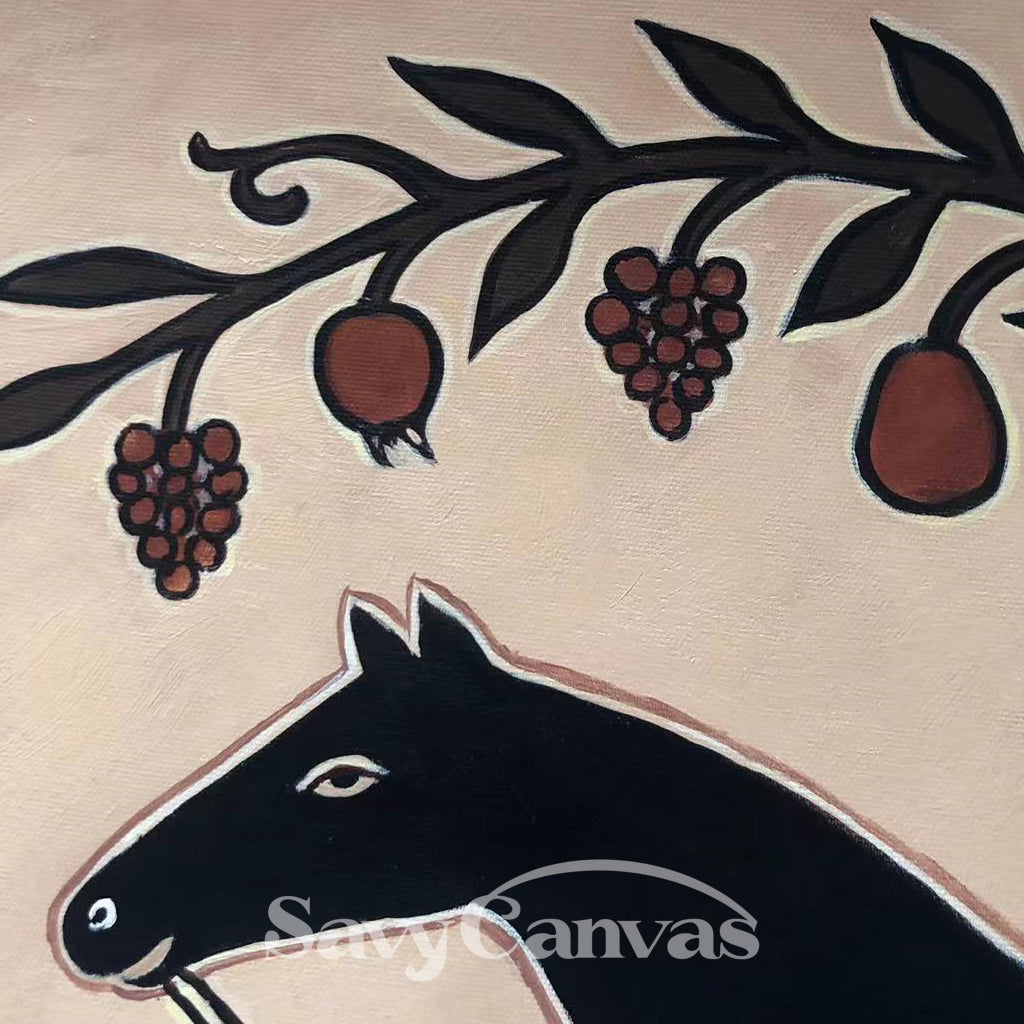 Rustic Folk Art Horse and Farmer Oil Painting | Harvest Wall Decor #SS 038