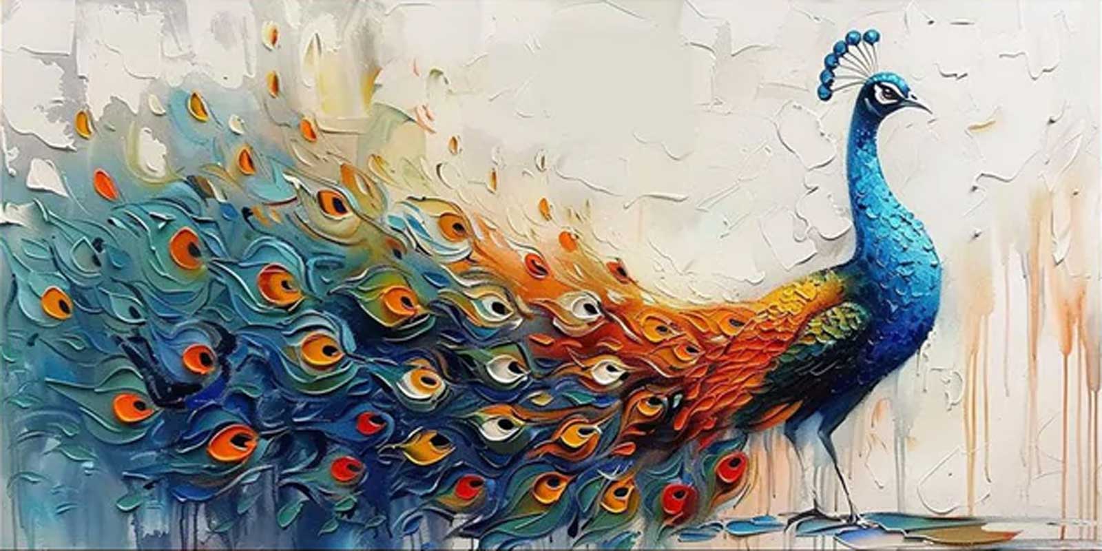 Abstract Style Peacock Wall Art with Rich Colors #TC 003