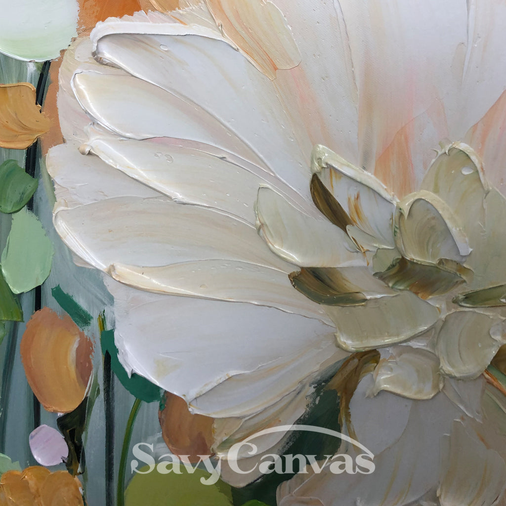 "Blooming Serenade" - Colorful Impasto Flower Painting | Canvas Art #TC 168
