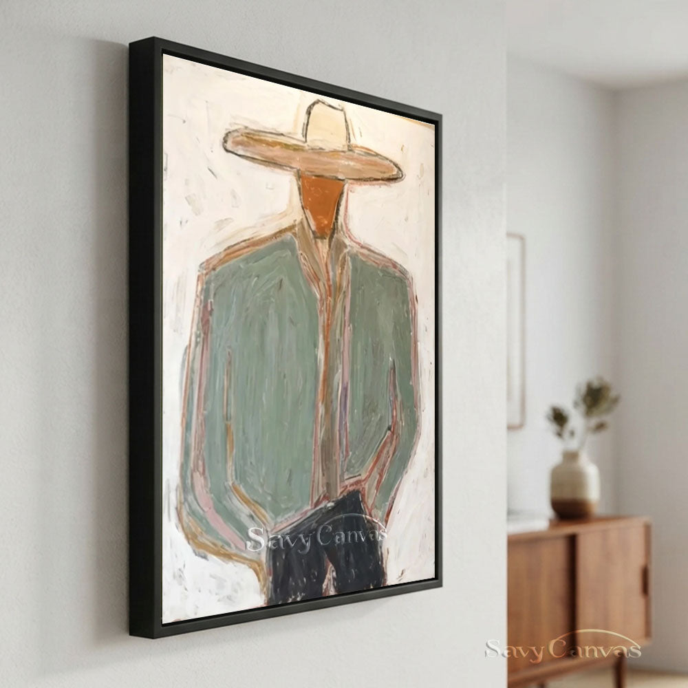 Large Western Impasto Cowboy Wall Art #SS 237