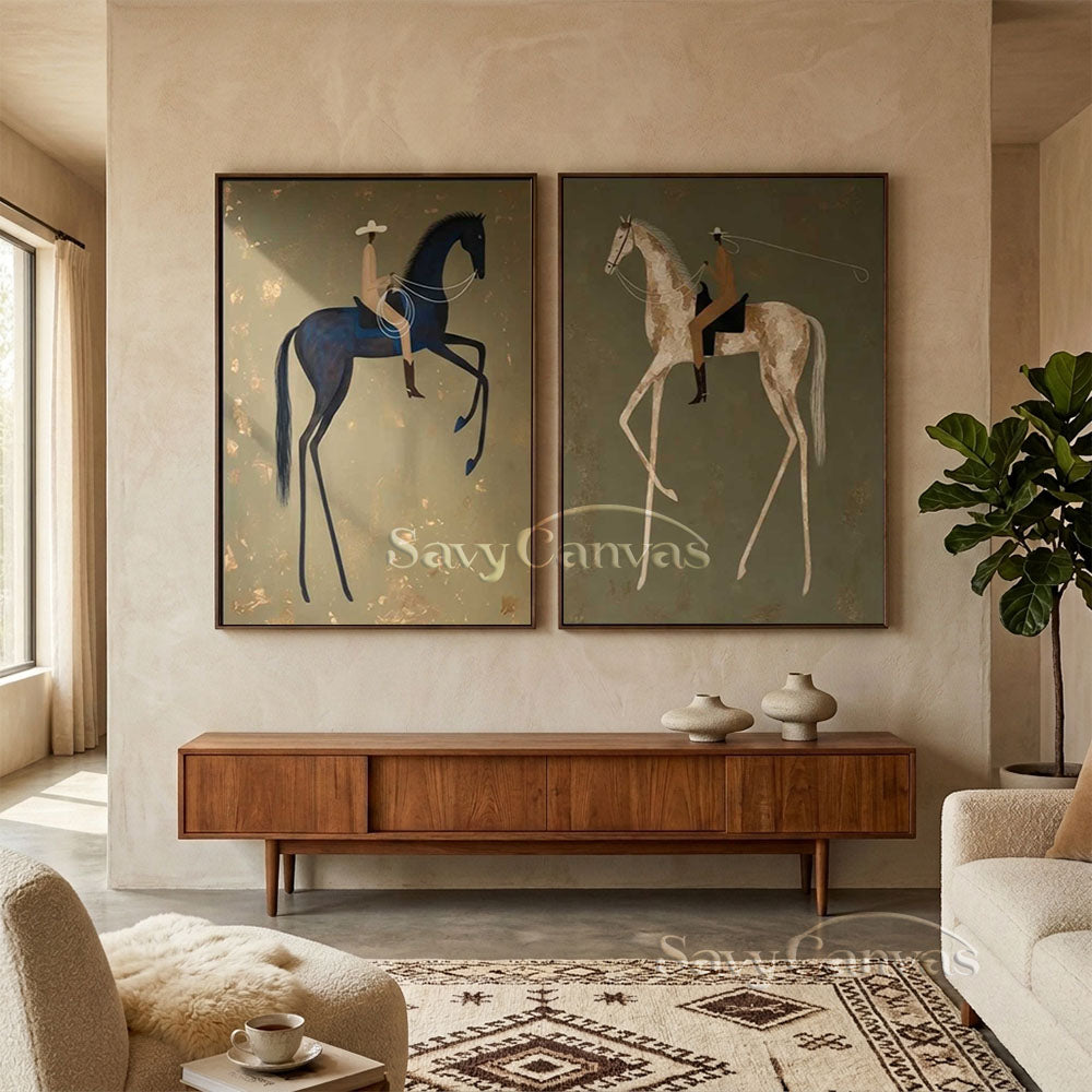 Modernism Equestrian Canvas Art | Retro Decor #SS 282