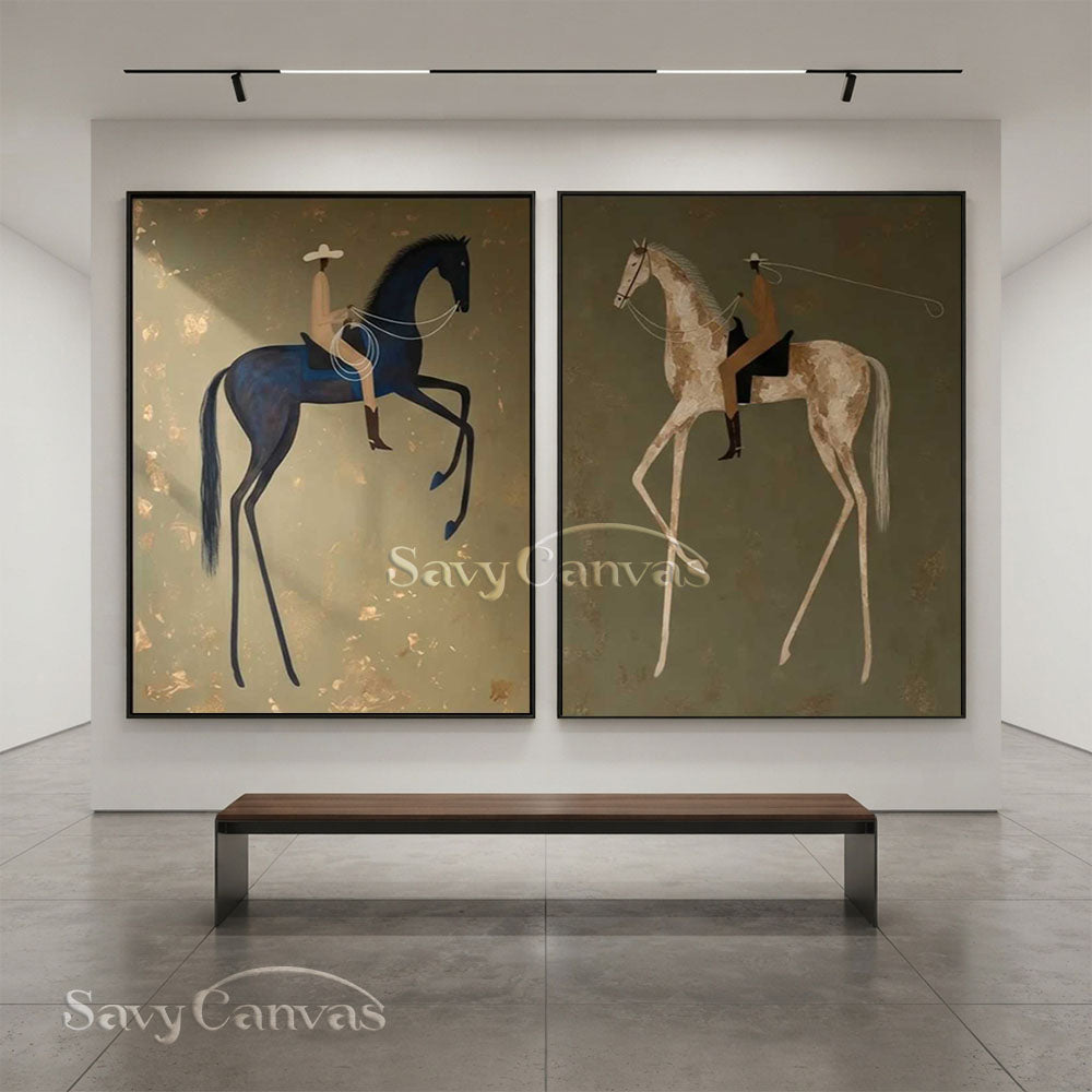 Modernism Equestrian Canvas Art | Retro Decor #SS 282