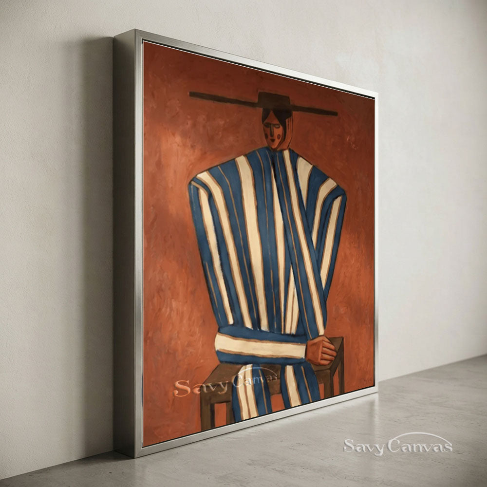 Handmade Modern Abstract Cowboy Portrait Brown Oil Painting #ZC 012