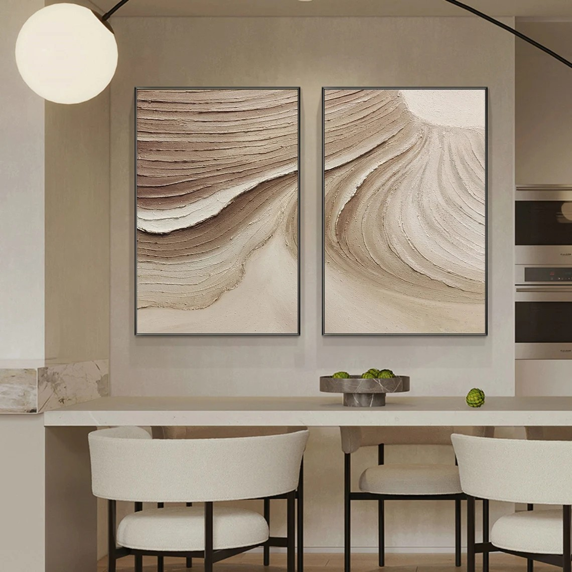 Modern Wall Art - Textured Beige Abstract Painting Set | #TC 051