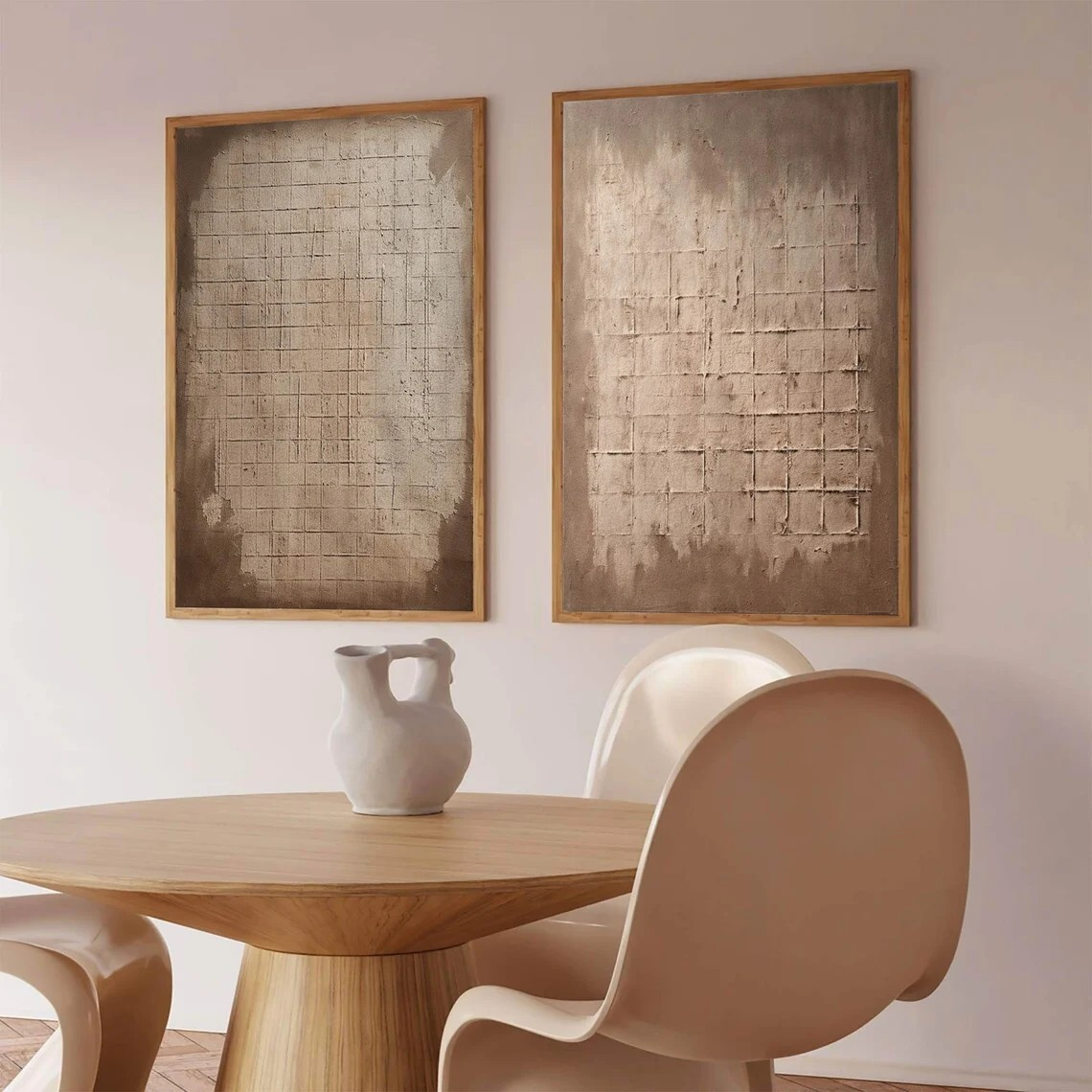 Set of Two Abstract Textured Canvas Paintings  for Modern Interiors #JJ 009