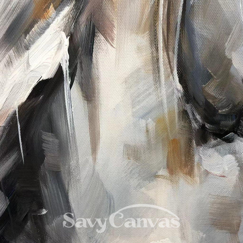 Expressive White Horse Painting | Large Modern Equine Wall Art #ZZ 152
