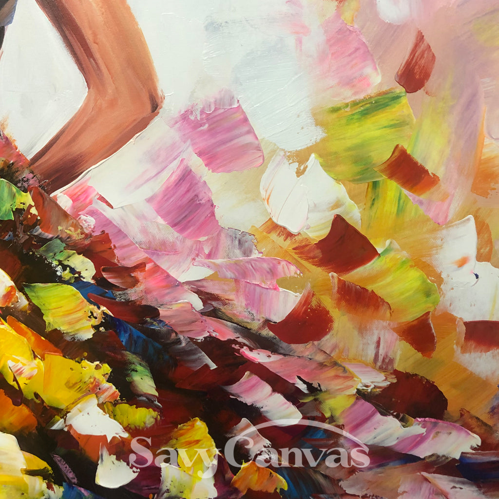 Colorful Abstract Woman Painting | Textured Vertical Canvas Art #ZZ 188