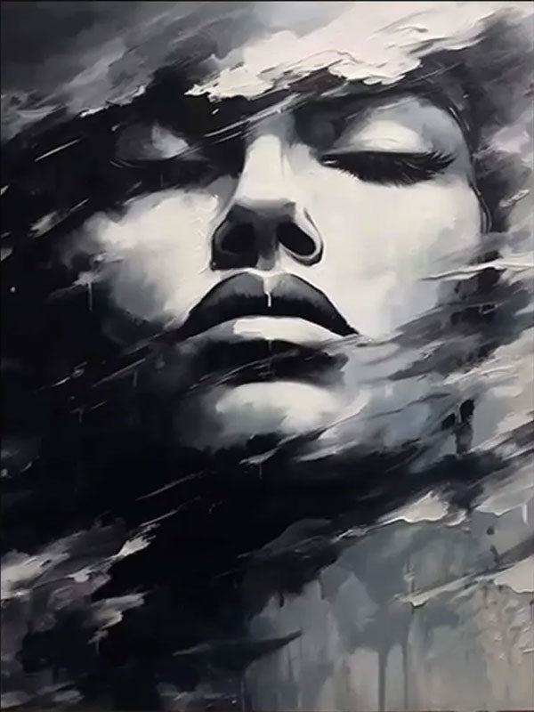 Contemporary Portrait Painting | Large Vertical Abstract Face Canvas Art #ZZ 195
