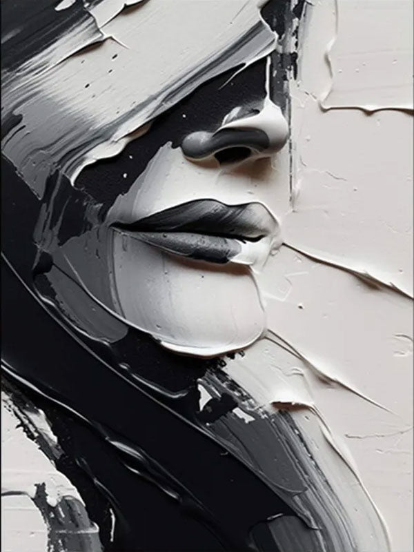 Oversized Vertical Wall Art | Abstract Woman Face Painting Textured Canvas #ZZ 196